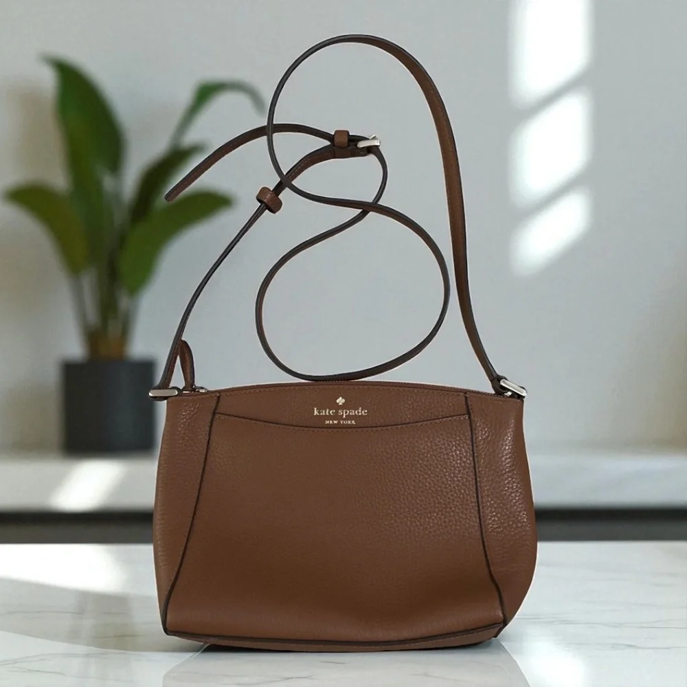 Kate Spade New York Brown Pebbled Leather Crossbody Bag - Picture 1 of 3